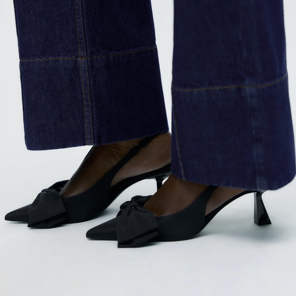 ZARA SLINGBACK HEELS WITH BOW - Picture 2 of 15